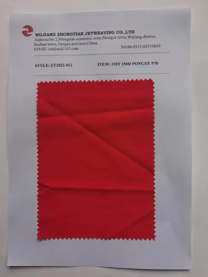 100% Polyester 210t 150D Pongee p/d