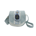 Bolso bandolera con máscara de ópera de Pekín de lino tejido hecho a mano