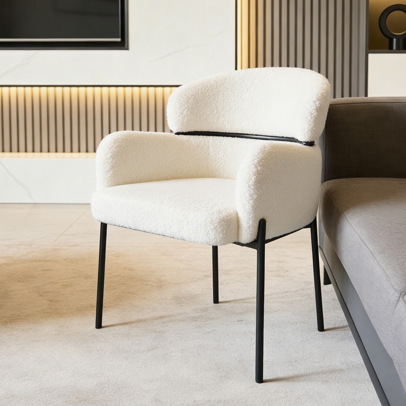 white boucle chair 1