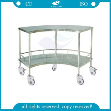 AG-SS007A CE ISO stainless steel medical trolley with Two layers