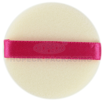Round shape white powder Puff with Satin Ribbon
