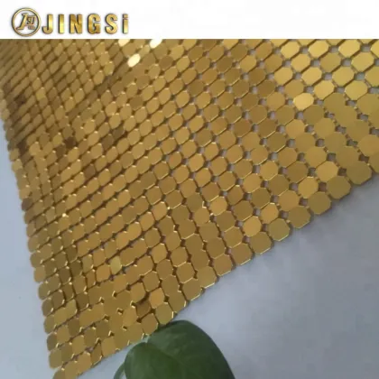 Golden Octagon Sequin Cloth - Metallic Decorative Fabric Manufacturer