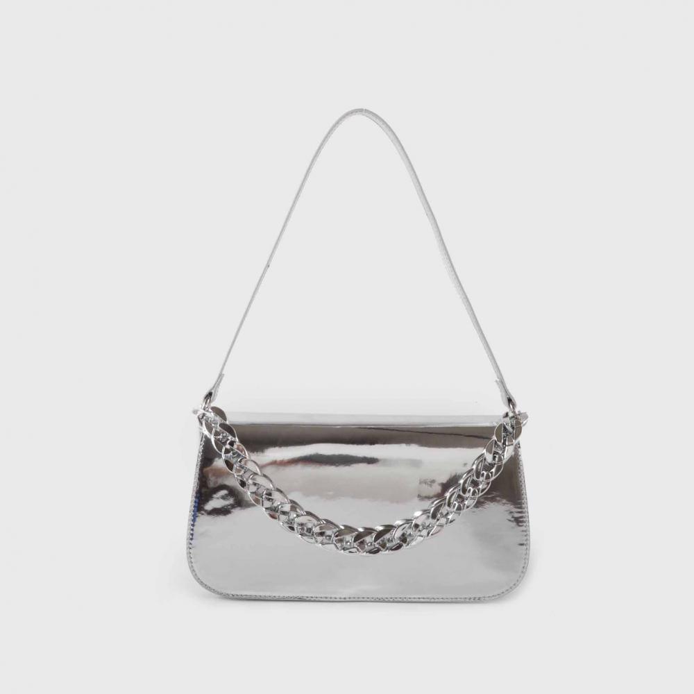 Silber metallische Schulter -Hobo -Taschen für Frauen