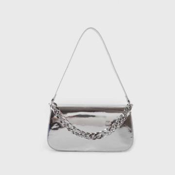 Bolsas de vagabundo de hombro metálico de plata para mujeres