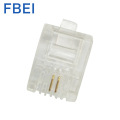 Conector de chapeamento de ouro 6P2c plugue de telefone