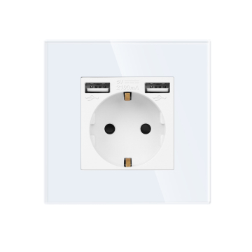 Bingoelec European 16A French Socket With Dual USB A+A Port 2.1A EU USB Socket
