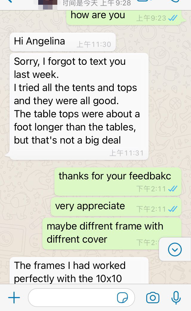 tents feedback