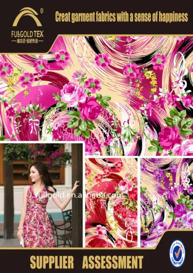 New Hot selling Print Fabric For Women Garment, Flower Printed Polyester Fabric