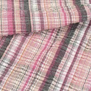 Multicolor Seersucker Check Fabric, Made of 41% Polyester, 46% Rayon, 4% Nylon and 1% Spandex