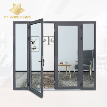Thermal Break Waterproof Double Glass Accordion Hinged Doors Aluminum