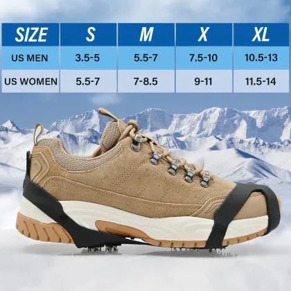 Anti-Slip Snow Hiking Shoes with Chain Spikes for Ice Grips