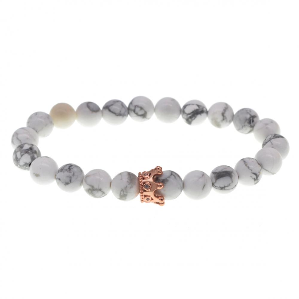 Howlite en gros Rose Couronne Bracelet en or pour la mode