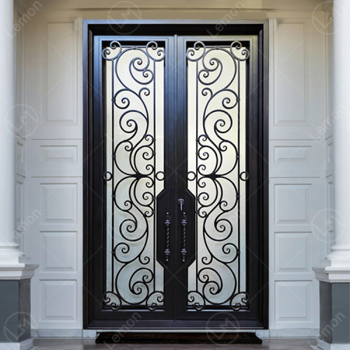 Luxury Wrought Iron Exterior Glass Double Front Doors