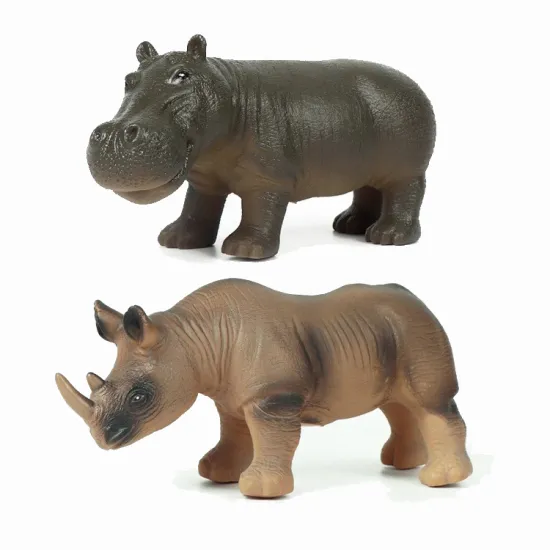 Promotional Rhino and Hippo Animal Figures Toy Set for Kids