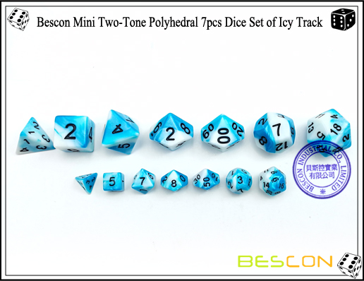 Bescon Mini Two-Tone Polyhedral 7pcs Dice Set of Icy Track-3