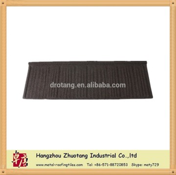 Wood grain shape stone coated metal roofing tile