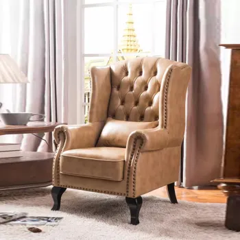 Vintage High Back Leather Lounge Chair