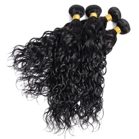 wholesale Virgin Remy Cuticle aligned Brazilian Natural wave Human hair weave bundles with 4*4 lace  closure