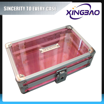 Pink collapsible small cosmetic case,fireproof tiered cosmetic case,aluminum cosmetic case