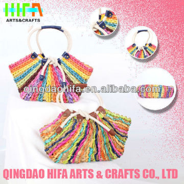 Designer Handmade Colorful Cornhusk Straw Bag