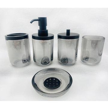 Gray Bathing Set Glass Bottle