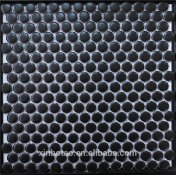 black penny round ceramic mosaic tile