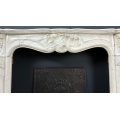 Custom White Marble Fireplace Mantel with Rococo Design