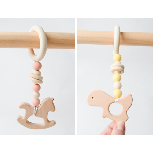 Giocattoli per la dentizione per bambini in legno naturale anello teether