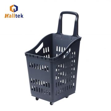 4 Wheels Rectangular Wheeled Plastic Shopping Basket