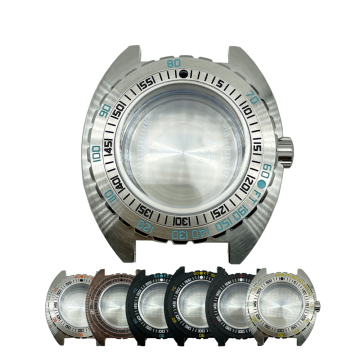 Kasing arloji katak taktis 45.3mm stainless steel dengan kristal safir untuk gerakan NH35/NH36