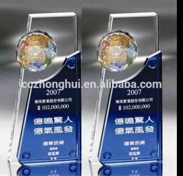 Crystal ice hockey trophy for gift