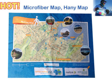 Customized Logo Printing And Full Color Printing Microfiber Map And Handy Micro Fiber Maps