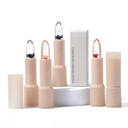 Custom Clear Pink Jelly Lipstick Moisturizer - Warm Color Changing Flower Lip Balm