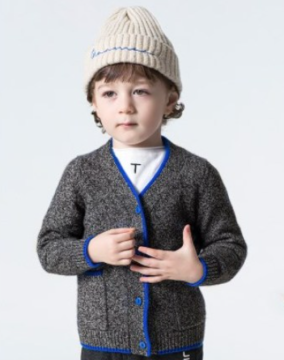 Kid Pure Cashmere Cardigan with Contrast Placket