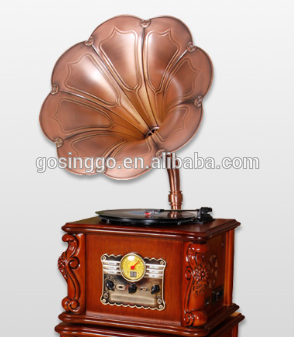 Nostalgic Classic 4-In-1 Retro Wooden Music Center turntable player with AM/FM radio