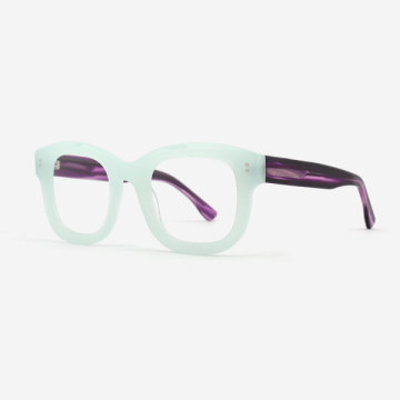 Round Square Bevelling Acetate Unisex Optical Frames