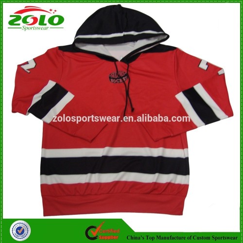 High Quality Custom Made Dye Sublimation Printing Men's Blank Hockey Sport Hoodies