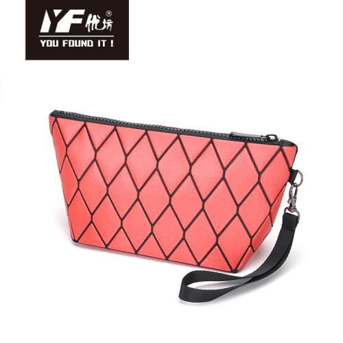 Fashion Handbags Women pouch luminous PU cosmetic bag geometric rhombic pattern makeup zipper bags Manufactory