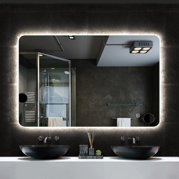 Rectangular LED Lit Touch Screen Bathroom Mirror