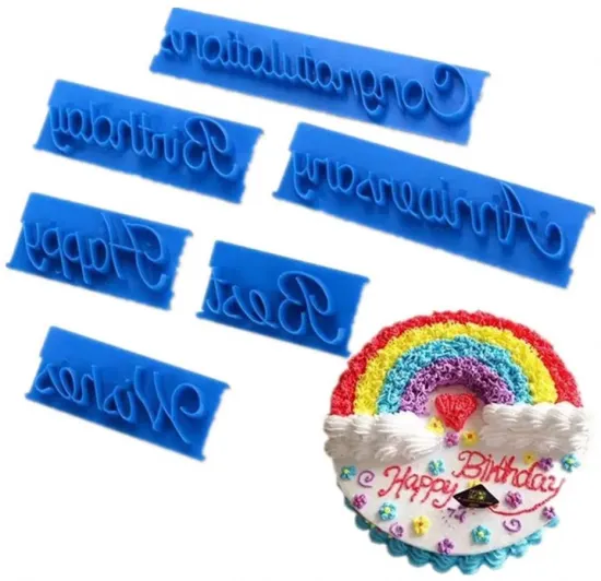 6 PCS Cake Letters Stamp Set - Happy Birthday & More