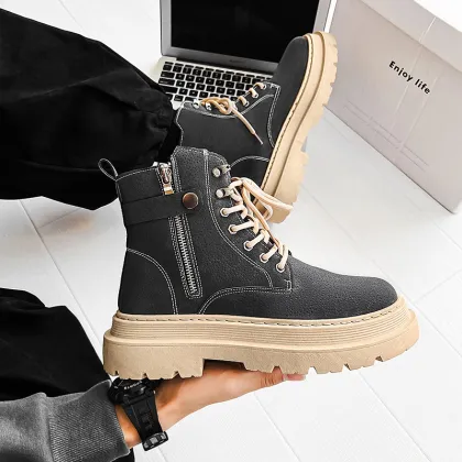 Men's Autumn Winter Leather Boots: Casual Work & Martin Boots