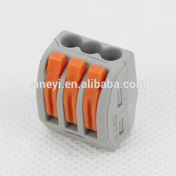 Compact connector 3-conductor terminal blocks with levers (Wago)
