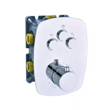 Chrome Thermostatic Concealed Shower Mixer with 3 Way Valve and Button Design