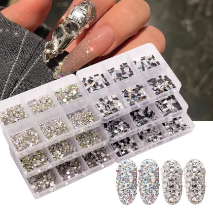 Qianya Wholesale 6 Grid Nail Rhinestones Kit