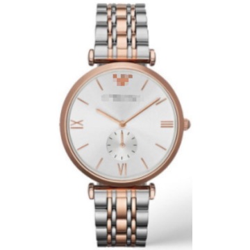 Reloj de vestir delgado de acero inoxidable de dos tonos en oro rosa de 40 mm, esfera plateada con rayos de sol, segunda subesfera pequeña, marcador de números romanos, mariposa