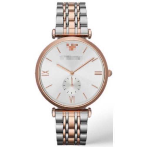 Reloj de vestir delgado de acero inoxidable de dos tonos en oro rosa de 40 mm, esfera plateada con rayos de sol, segunda subesfera pequeña, marcador de números romanos, mariposa
