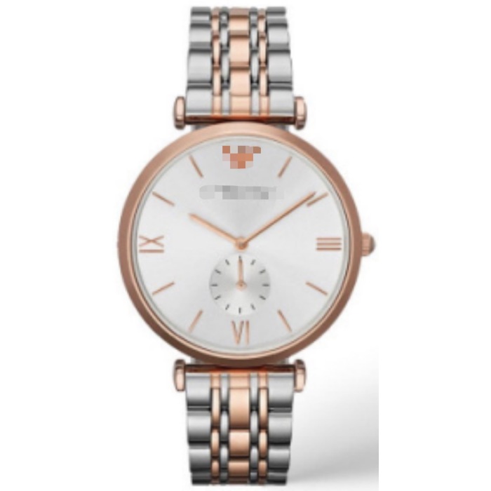Reloj de vestir delgado de acero inoxidable de dos tonos en oro rosa de 40 mm, esfera plateada con rayos de sol, segunda subesfera pequeña, marcador de números romanos, mariposa