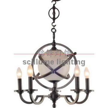10021 6 lights antique solid brass glass ball chandelier