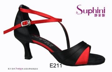 Red-Black Low Heel Latin Dance Shoes Women