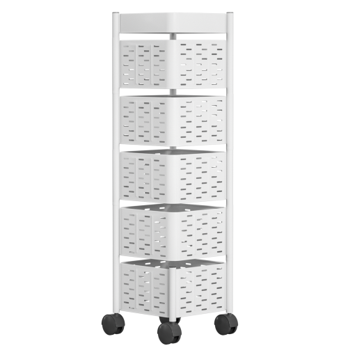 Swivel storage rack with removable rollers(5-Tier)